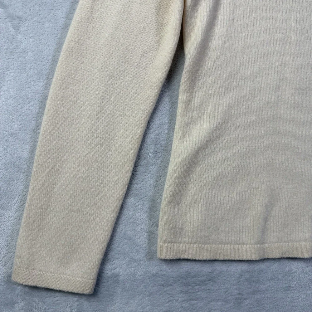 Charter‎ Club 100% Two Ply Cashmere Sweater Women's Small Ivory Beige Turtleneck